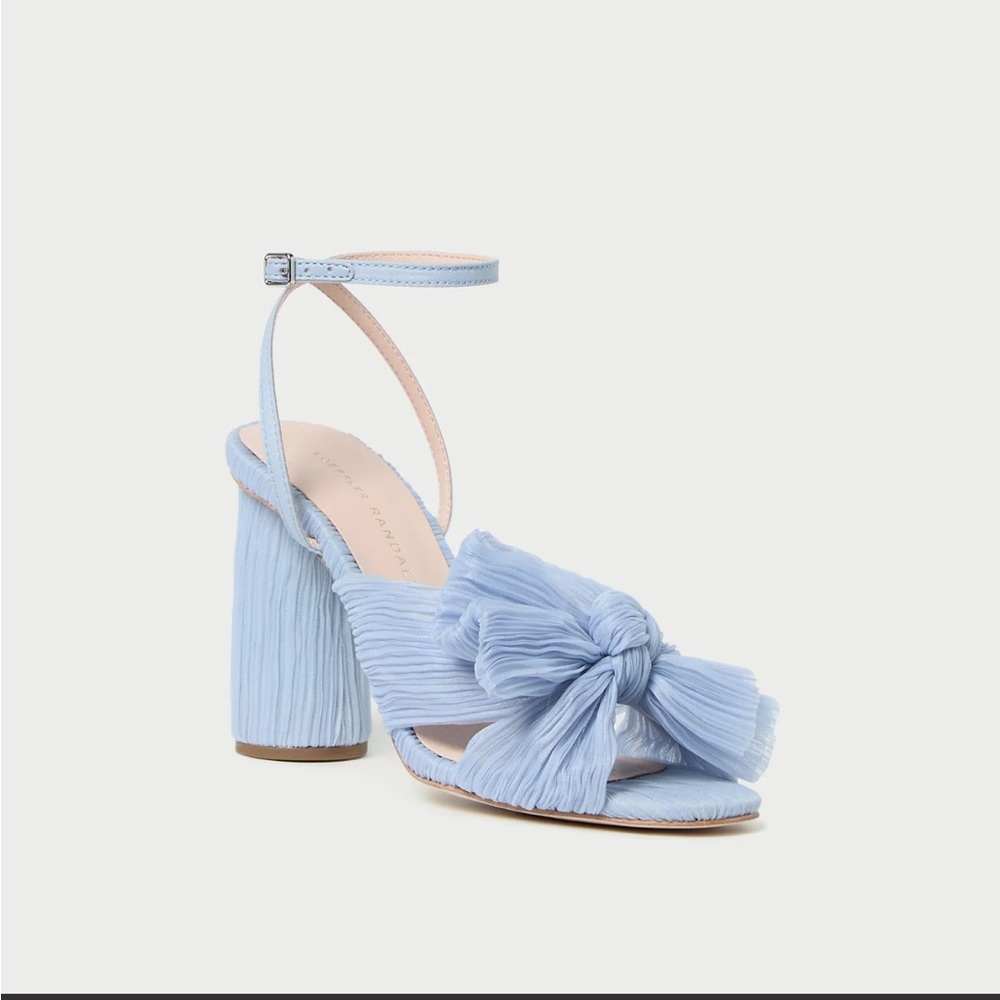 Loeffler Randall Camellia Blue Pleated Bow Heel